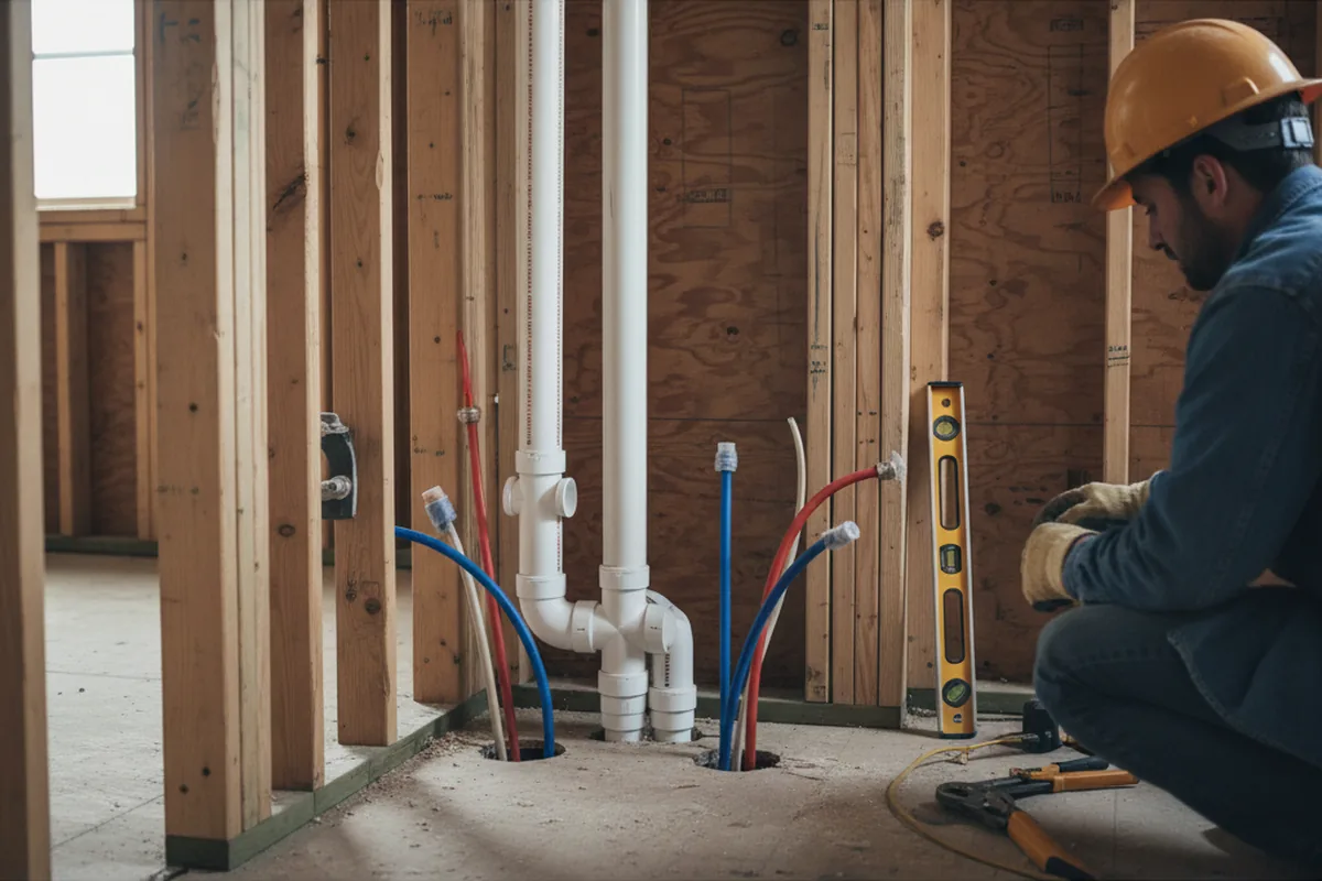 Drain and supply rough-in during Drain Cleaning in Nicktown
