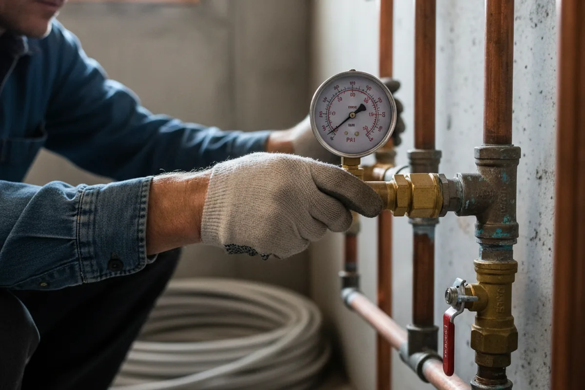 Pressure testing a repaired line during Water Line Repair in Nicktown